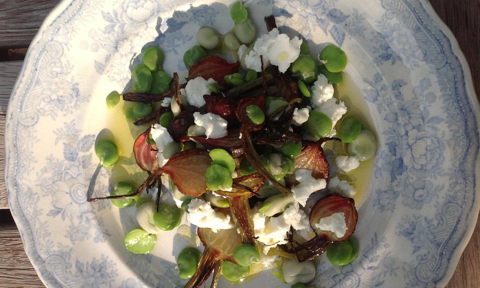 broad beans beetroot and goat cheese 