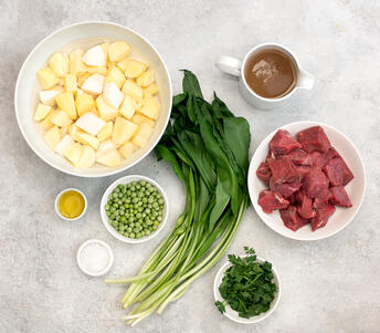 raw ingredients to cook lamb in broth 