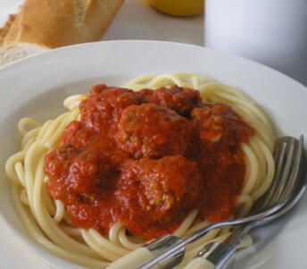 spaghetti and homemade meatballs 