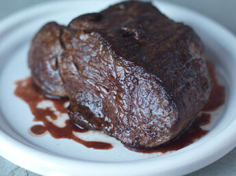 native breed dexter chateaubriand with onions