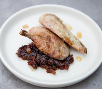 partridge with bacon and jam