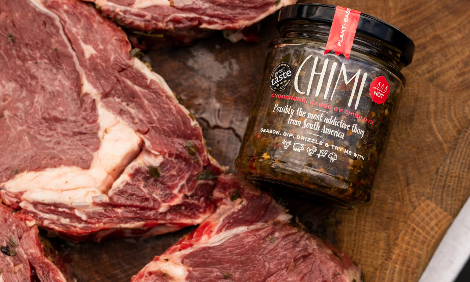 chimichurri with raw steak 