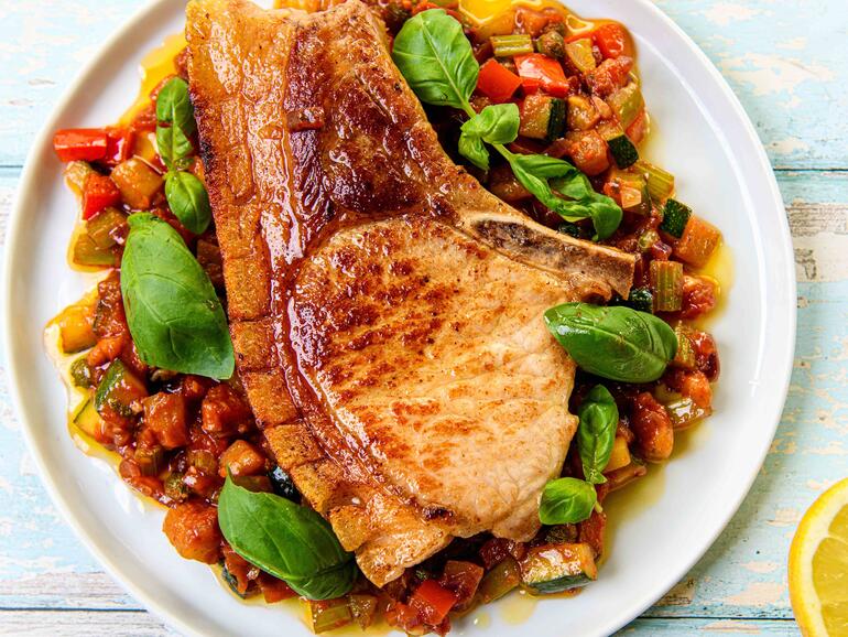 Photograph of How To Cook Pork chop with Sicilian style Caponata