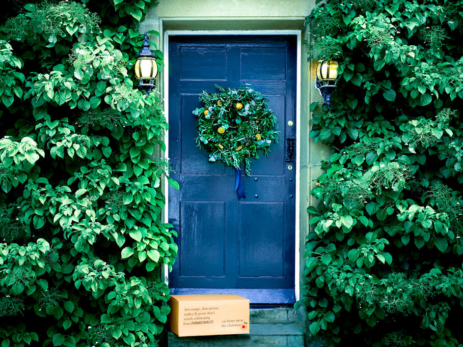 christmas box at door 