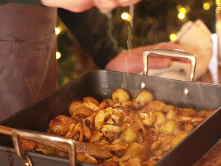 cooked turkey & bombay potatoes 