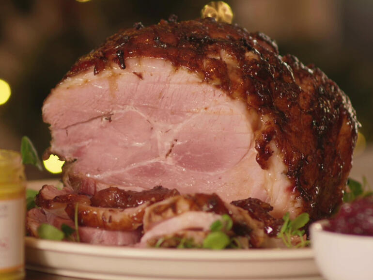cooked treacle glazed ham