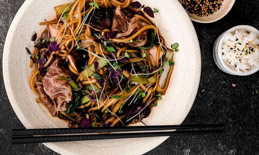 cooked wagyu beef sukiyaki