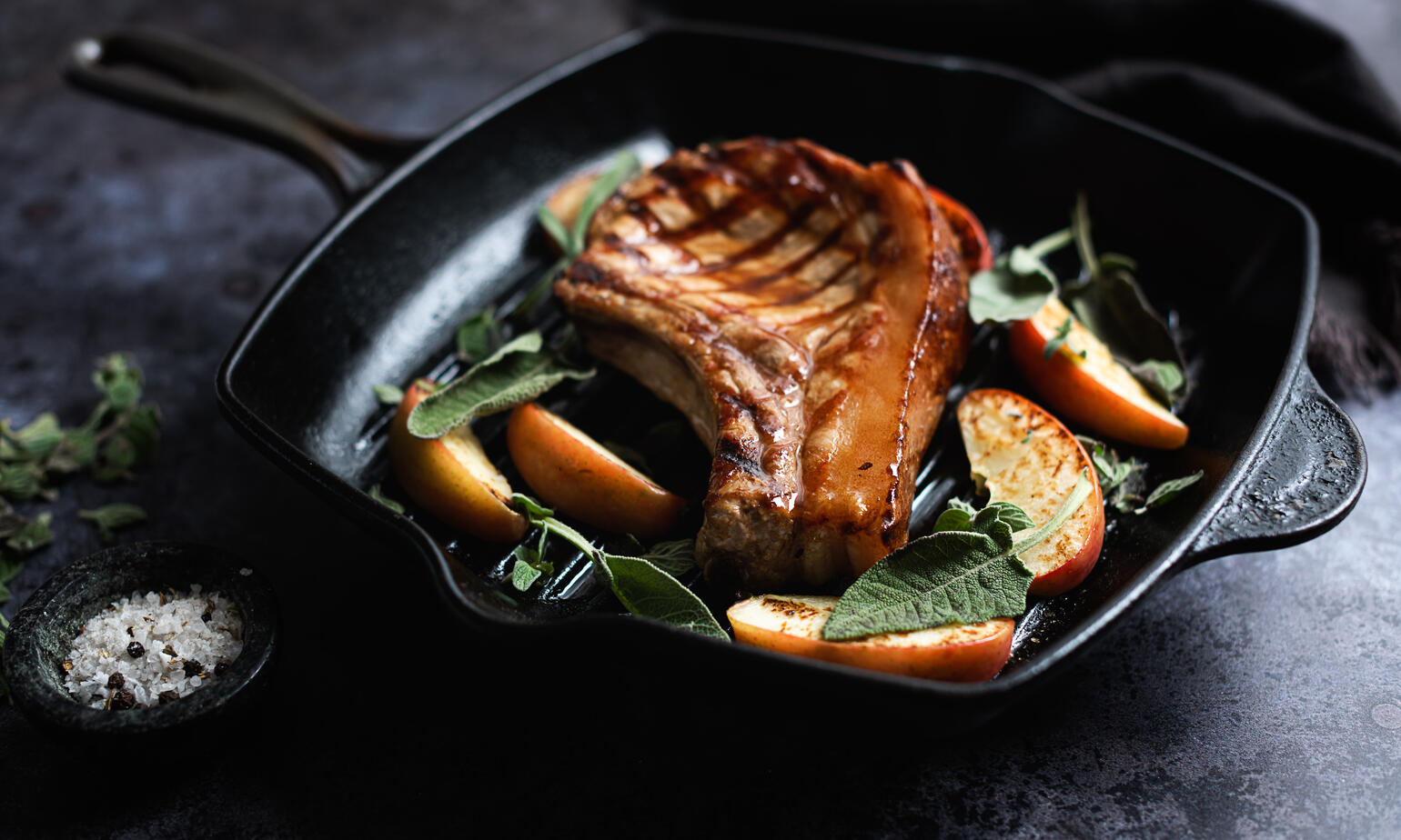 cooked pork chop in plate 
