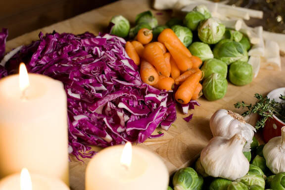 chopped winter vegetables 