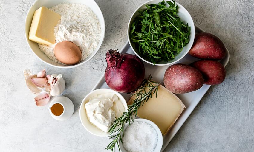 potato, red onion and goats cheese galette recipe ingredients