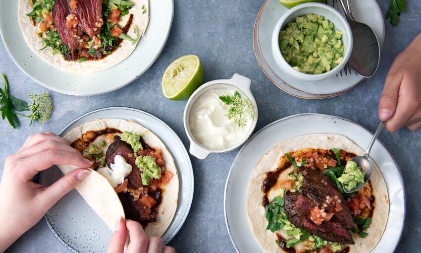 hanger steak with ancho chilli, mexican style cooked