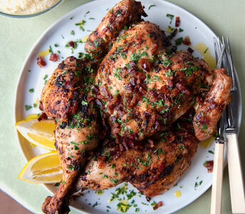  italian style fennel rubbed spatchcock chicken cooked