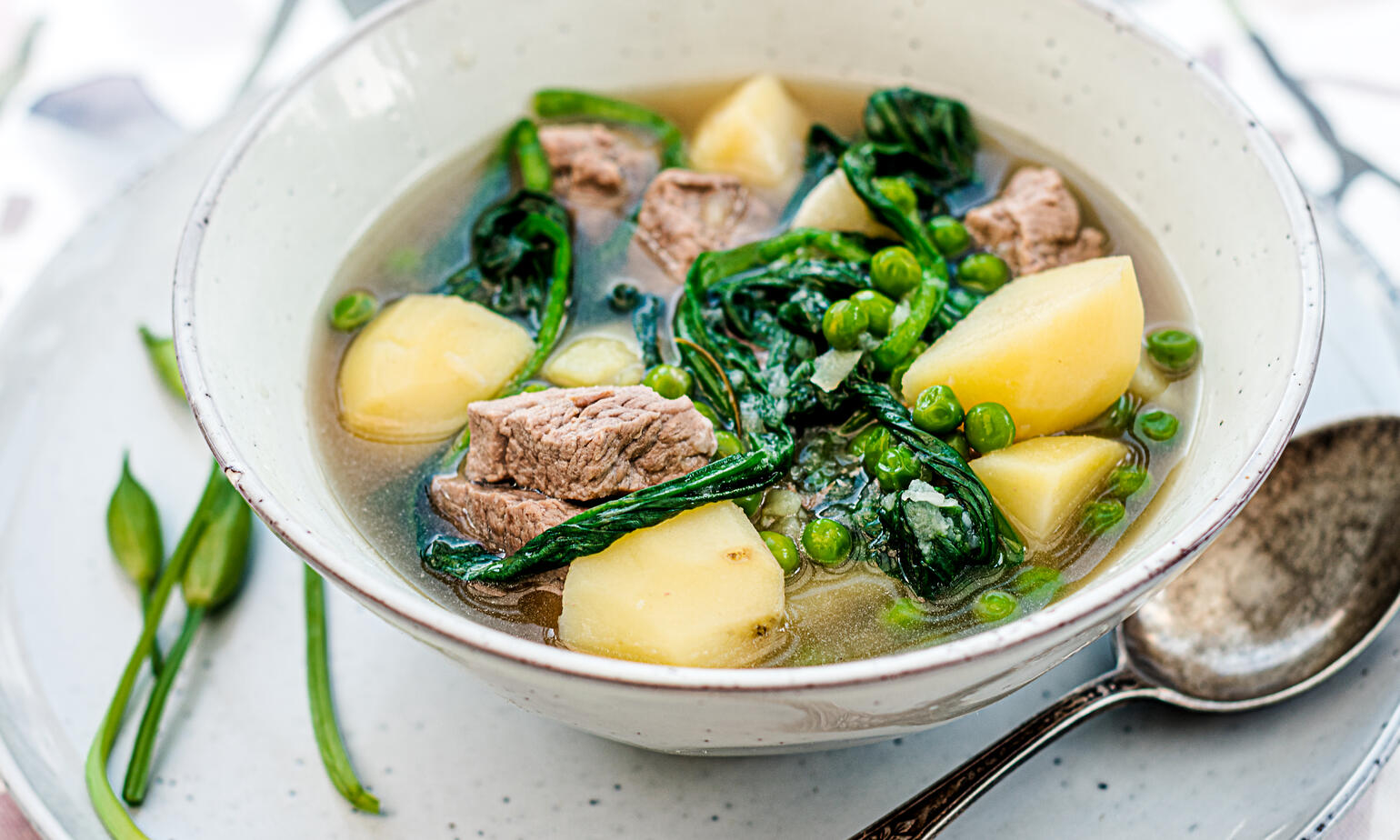 lamb broth with garlic and potatoes