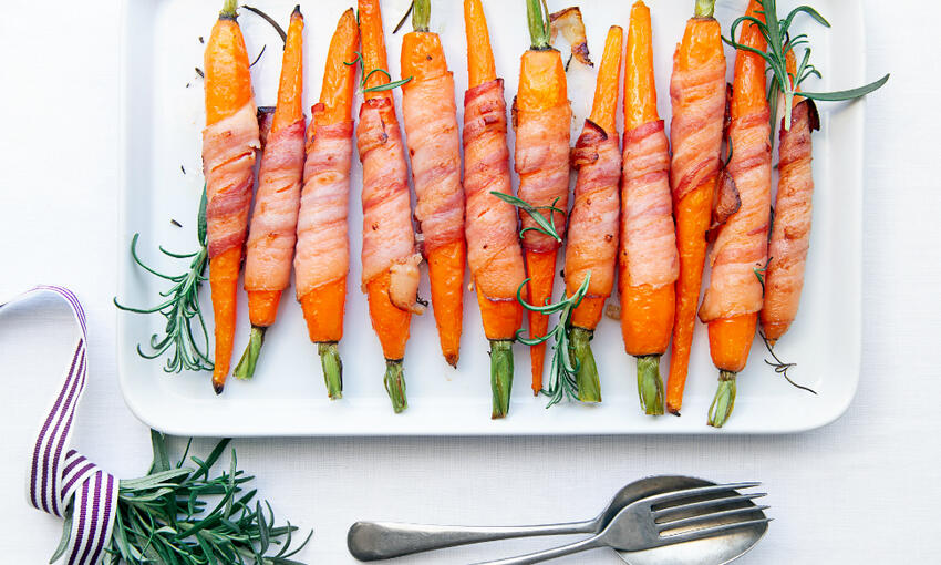 carrots wrapped in pancetta cooked