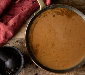 black peppercorn sauce cooked