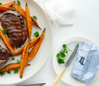  picanha steak with chimichurri butter & sweet potato fries