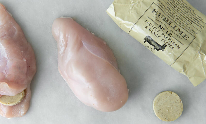 raw chicken breast and butter