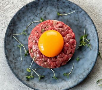 fassona cubed crudo beef cooked