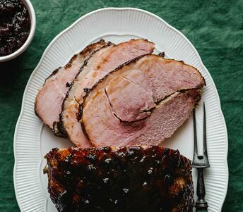 glazed ham with black treacle & christmas spice cooked
