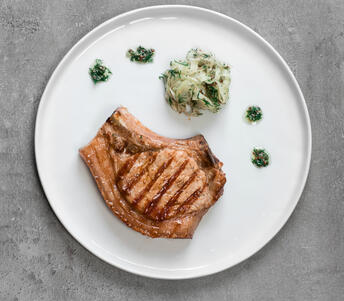 PORK CHOP DILL MUSTARD AND FENNEL SALAD