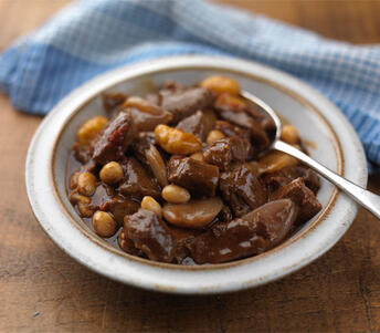 diced lamb with potatoes cooked 