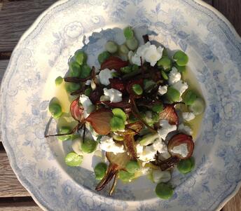 broad beans beetroot and goat cheese 