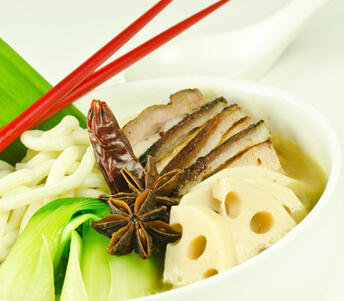 raw ingredients for sesame and smoked soy noodles 