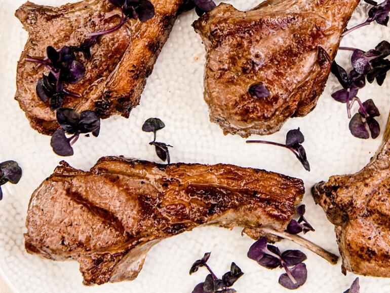 celeriac remoulade with charred lamb cutlets 