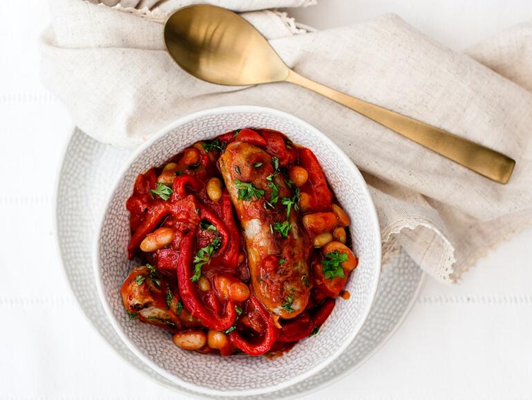 nidderdale sausages and homemade bean casserole 