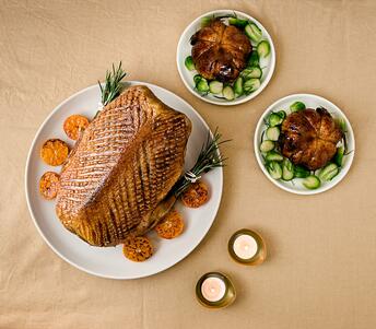 goose crown with stuffed ballotine legs cooked