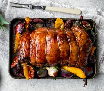 leg of lamb with mediterranean stuffing cooked